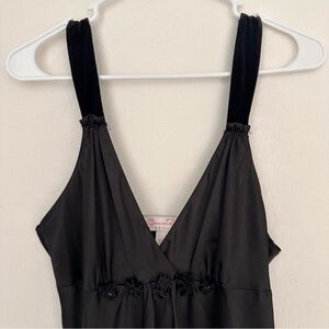 Oscar de la Renta Pink Label black satin slip nightgown, spaghetti straps